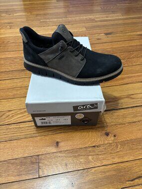 Ara Men's Leandro Lexington Gore-Tex Shoes Sz 42 US 9 Black Gray Nubuck Leather